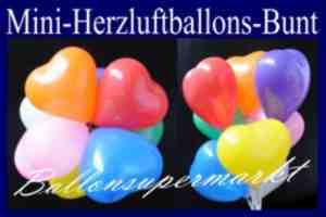 Miniherzluftballons-Herzballons-Miniballons-Herzform-Herzluftballons-Mini-bunte-Farben - Herzluftballons-Mini-bunte-Farben